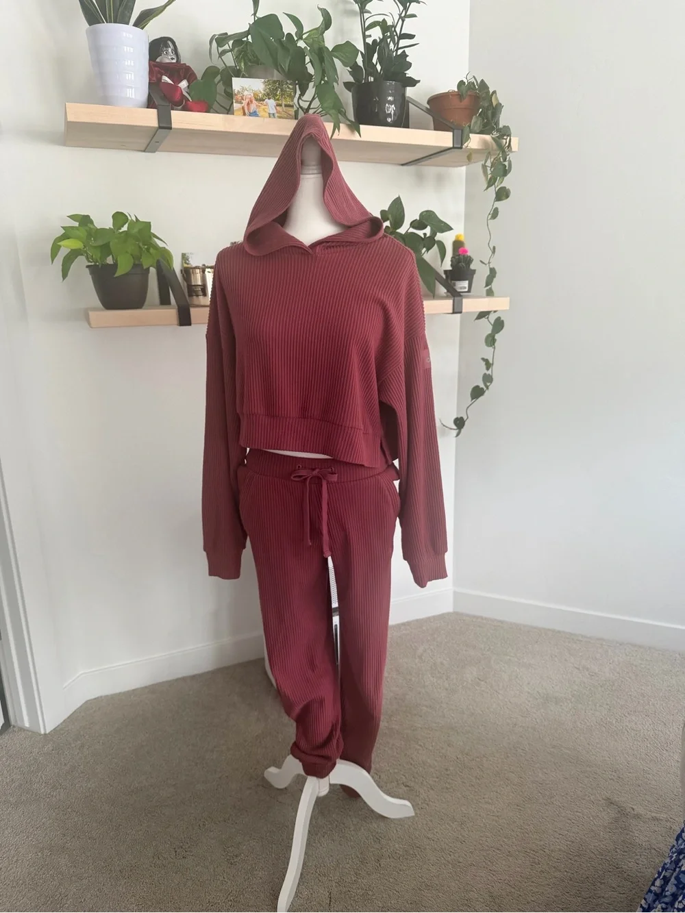 SET!! Alo Yoga Muse Ribbed Hoodie & Pants Set in Mauve